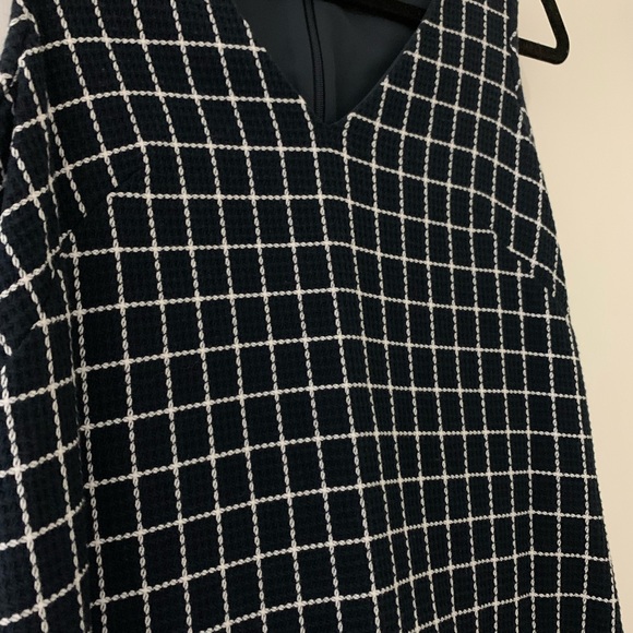 J. Crew Factory navy blue and white windowpane sleeveless mini shift dress - Picture 4 of 5